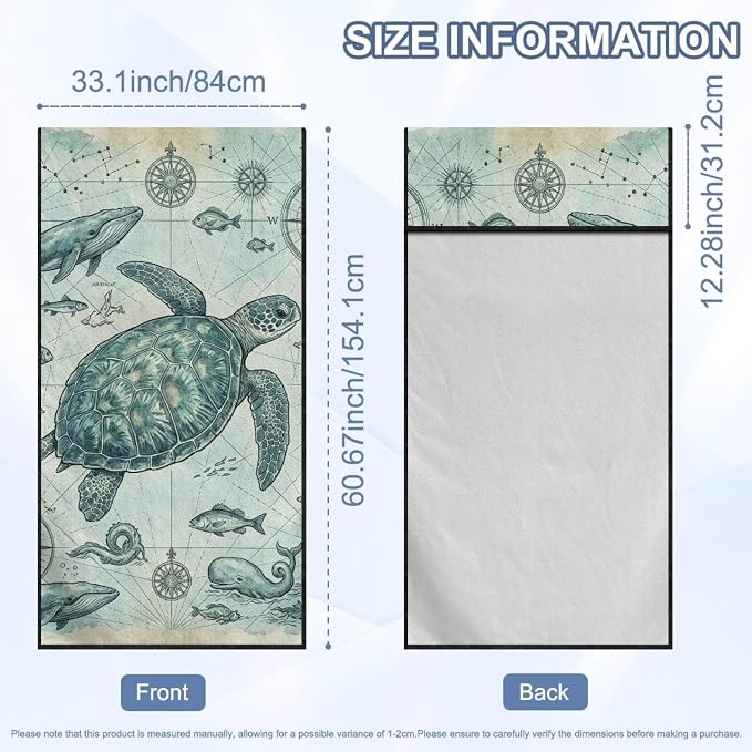Sea Turtle Print Car Seat Towel Cover After Gym Dolphin Whale Print Car Seat Hoodie Towel Vintage Sports Towel for Gym Workout, Running, Swimming, Beach and Hiking - Image 7