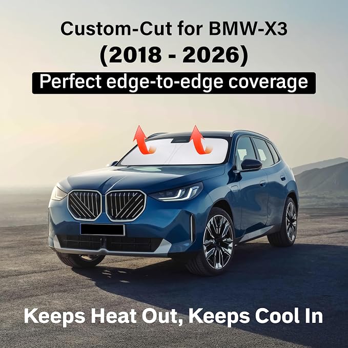 EcoNour Windshield Sunshade Compatible for BMW X3 2018-2024, 2025, 2026 | Including sDrive30i, xDrive30i, M40i, and Hybrid Trims, Sun Visor for Front Window Sun Shade Cover, Car Accessories - Image 2