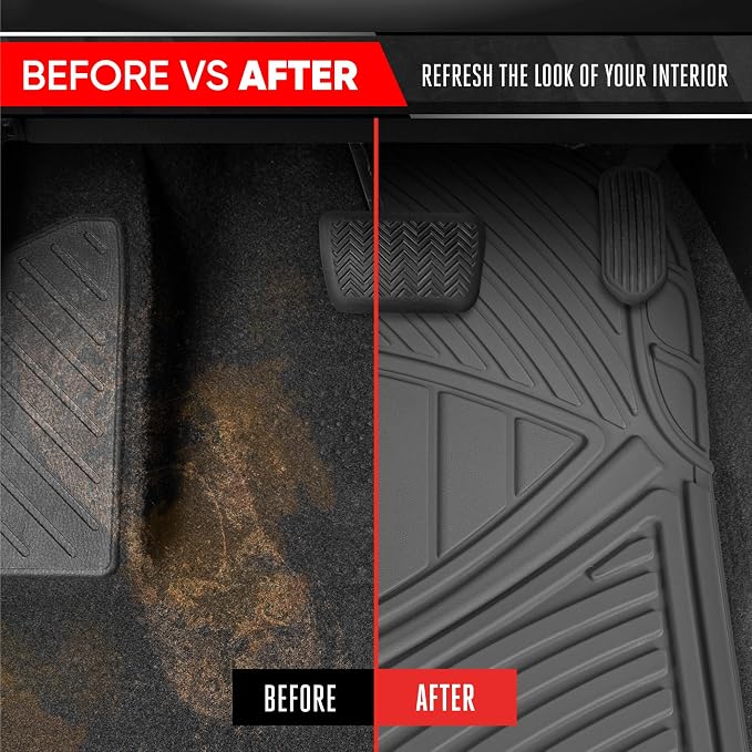 Motor Trend 3-Row Heavy Duty Rubber Floor Mats & Liners for Car SUV Van, Front 2nd & 3rd Row Durable Polymerized Latex Full Interior Protection, Extra-High Ridgeline Design, Gray - Image 8