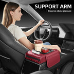 5 in 1 Nappa Leather Console Armrest Cover, Burgundy | Built-in cup holder, tissue slot, phone holder & 2 storage pockets, practical car accessories fit SUV sedan truck - Image 4