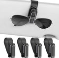 Veharvim Sunglass Holder for Car (2 Pack, One-Handed Operation, Gentle & Secure Hold, Silicone Padded, Universal Fits Sunglass and Car Visor) - Sunglasses Clip for Car Visor (Black & Silver, 4 Pack) by Veharvim