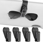 Veharvim Sunglass Holder for Car (2 Pack, One-Handed Operation, Gentle & Secure Hold, Silicone Padded, Universal Fits Sunglass and Car Visor) - Sunglasses Clip for Car Visor (Black & Silver, 4 Pack) by Veharvim