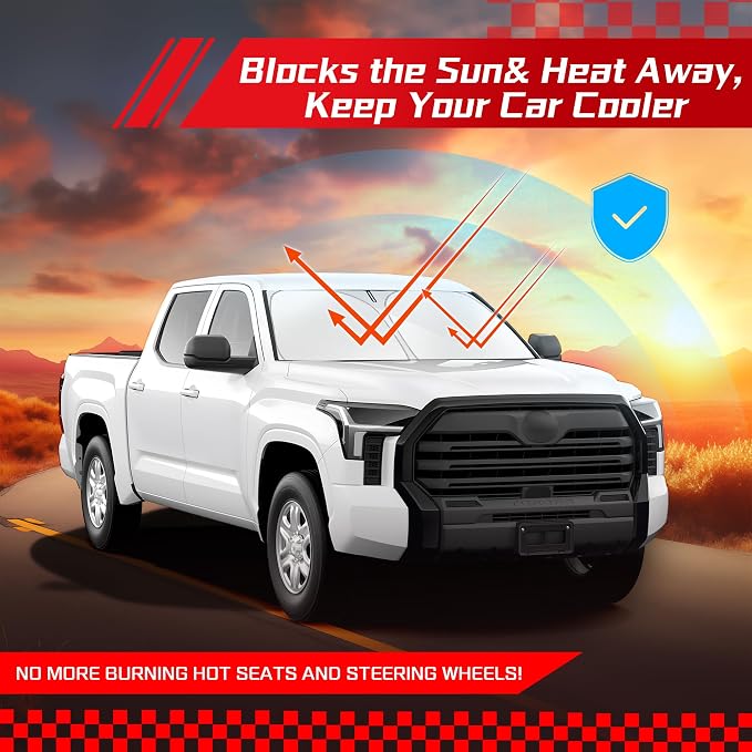 ARISMOTOR Windshield Sun Shade for Toyota Tundra 2022-2026 | Limited, SR5, Platinum, TRD Pro, Custom Fit, Foldable, Front Window Sunshade Sun Visor Protector, Block UV Rays, Keep Cool - Image 7