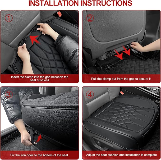 BOPUOVRE 2-Pack Leather Front Car Seat Covers | Bottom Car Seat Covers Fully Wrapped, Non-Slip and Waterproof, Fits Most Vehicles Black - Image 7