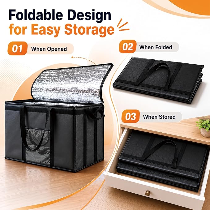 NZ home Insulated Food Bag, Portable Cooler Tote (2XL, Green, 1 Pack) | Large thermal bag, For cold & hot food, Soft sided cooler, Heavy duty carrier, Grocery shopping, Food delivery, Catering bag - Image 4