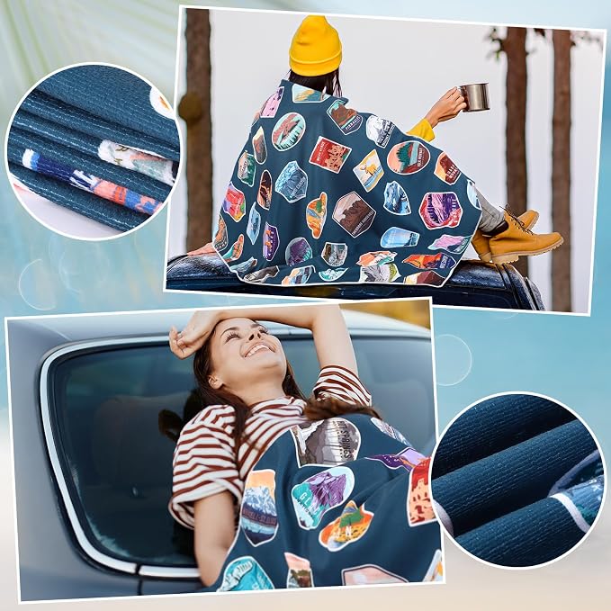 Hahafelt 2 Pack Car Seat Towel Covers Athletic Running Towel Performance Microfiber Post Workout Sweat Washable Cover Non Slip for Seat Outdoor Sport (National Park) - Image 5