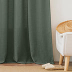 RYB HOME Spring Curtains for Living Room, Light Filtering Privacy Protection Linen Sheer Curtains for Sliding Glass Door, W 52 x L 90 inches, Hunter Green, 2 Panels Set - Image 7