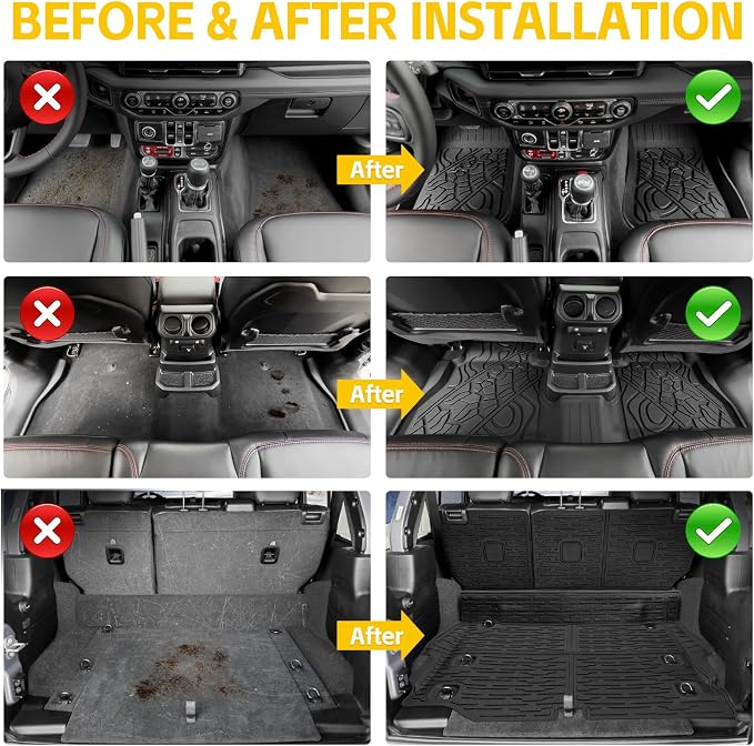 Cargo Mats for 2021-2026 Jeep Wrangler JL 4XE Floor Liners with Trunk Mat Backrest Mat All Weather TPE Protector Rear Floor Trunk Liners for 21-26 Wrangler JL 4XE 4 Door Accessories - Image 2