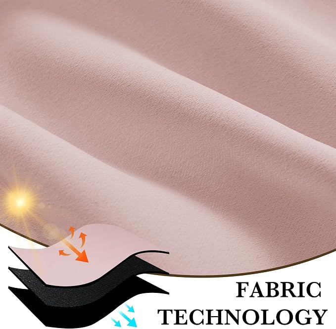 RYB HOME 100% Blackout Short Curtains for Small Window, Thermal Insulated | Total Room Darkening, Noise Reducing, Curtains for Kitchen Bathroom Basement, W42 x L48, Baby Pink, 2 Panels - Image 7