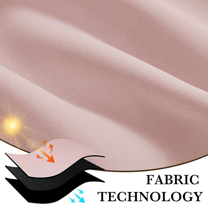 RYB HOME 100% Blackout Short Curtains for Small Window, Thermal Insulated | Total Room Darkening, Noise Reducing, Curtains for Kitchen Bathroom Basement, W52 x L36, Baby Pink, 2 Panels - Image 7