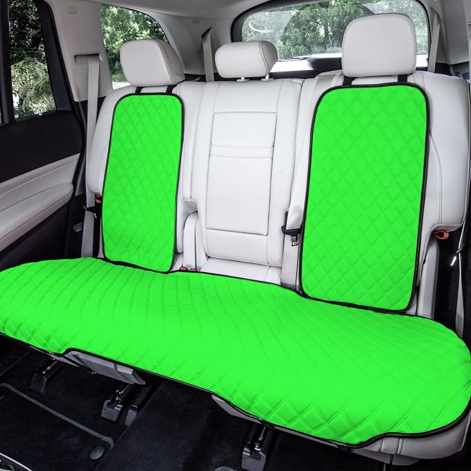 FH Group Car Seat Cushion Neosupreme Automotive Seat Cushions - Universal Fit, Rear Car Seat Cushion, Car Seat Cushions with Non-Slip Silicone Backing for SUV, Sedan, Van Rear Set Green - Image 2