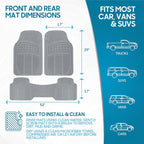 BDK ProLiner Car Floor Mats for Cars Trucks SUV, 3-Piece All-Weather Heavy Duty Rubber Liners with Universal Trimmable Fit, Durable Waterproof Vehicle Auto Floor Mats with Capture Ridges Gray - Image 7