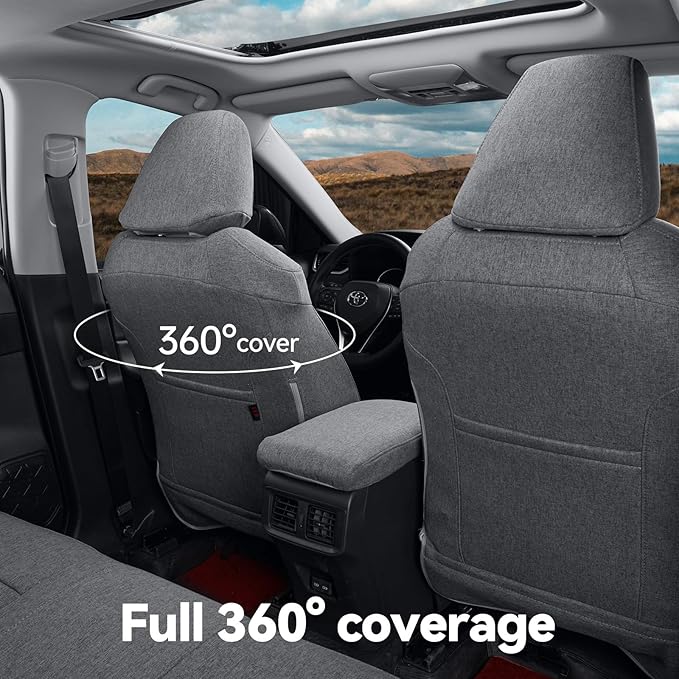 coverdream CR-V Cloth Seat Covers Full Set for Honda CRV 2012 2013 2014 EX EX-L LX SUV Seat Cushion,Fully Covered UV Resistant Breathable Polyester Car Seat Protector (Gray) - Image 3