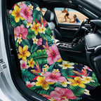 Tropical Hibiscus Car Seat Towel Sweat Auto Seat Towel Protector | Hibiscus Floral Auto Front Seat Protector with Storage Bag Car Interior Accessories Sweat Car Seat Cushion Towel - Image 2
