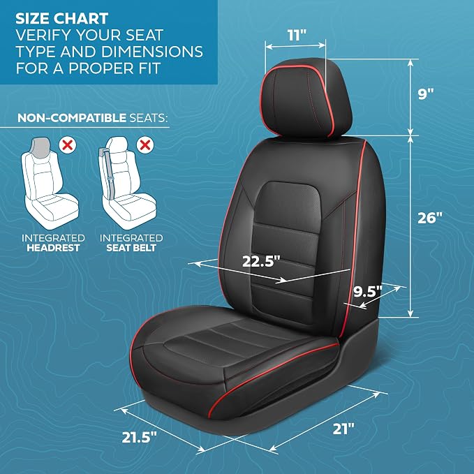 MotorBox Cabin King Crimson Trail Leather Seat Covers for Trucks & Cars | Black and Red Car Seat Covers, Waterproof Leather Seat Covers, Car Accessories, Seat Protector, Universal Fit - Image 3