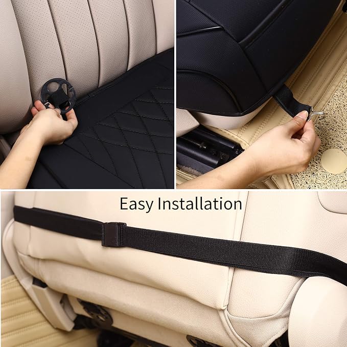 kingphenix Car Seat Cover, PU Leather Front Bottom Seat Protector | Front Bottom Seat Protector, Non-Slip Backing, Edge Coverage and Easy Installation for Sedans, SUVs, Trucks and Vans, Black - Image 5