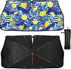 CHILL·TEK Funny Car Windshield Sun Shade Umbrella, Yellow Lemon Car Sun Shade Umbrella, Block UV Rays Heat Foldable Windshield Umbrella Sun Visor Protector - Keep Vehicle Cool for Cars SUV - Image 2