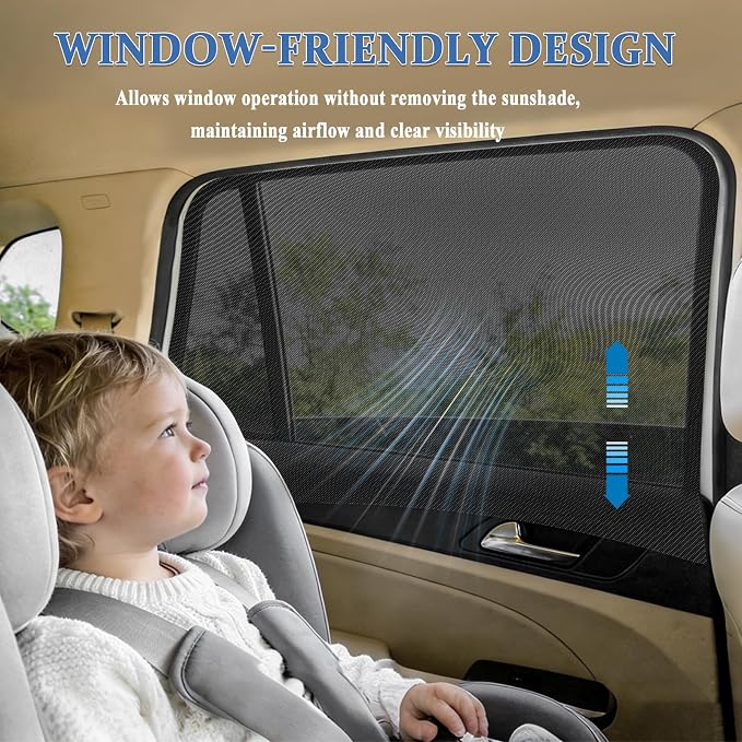 Car Window Shades,2 Pack Car Side Window Sunshade,Breathable & Retractable | (Front Windows)Car Window Shade for Baby,Universal Fit Most of Cars,Glare Shield,Protect Privacy - Image 8