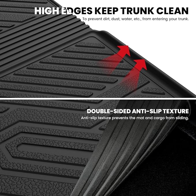 LASFIT All Weather Cargo Mats for Honda Pilot 2016-2022 | Full Surround TPE Mats, Tall Walls, 3D Custom Fit, Non-Slip, Easy Clean, Tool-Free Install, Vehicle-Specific Accessories - Image 2