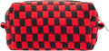 Checkered Makeup Bag for Purse, Small Travel Cosmetic Pouch,Red Black | Cute Zipper Makeup Organizer for Women, Travel Essentials, Toiletries, Makeup Brushes, Beauty Accessories&Bridesmaid Gifts by PAZIMIIK