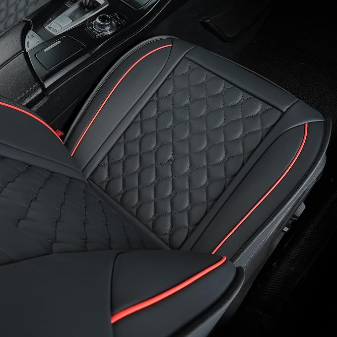 Car Seat Covers Full Set,Universal Fit for Most Cars,SUV,Sedans and Pick-up Trucks,Automotive Vehicle Faux Leather Cushion Covers for 5 Passenger Cars(Full Set,Black/Red) - Image 5