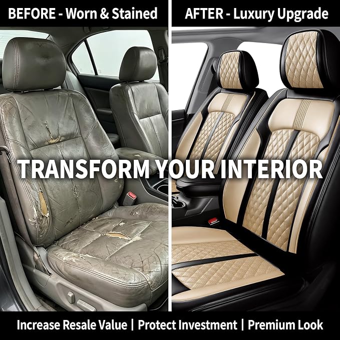 Fit Cherokee Seat Covers Custom Fit for Jeep Cherokee 2014-2026, Full Set | Premium Leather Full Coverage Protector, Waterproof, Breathable, Scratch Resistant, Easy Wipe, Airbag Compatible, Black+Beige - Image 4