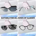 2 Pack Magnetic Leather Sunglass Holder, Universal Magnetic Car Eyeglass Hanger Clip for Different Size Eyeglasses, Car Visor Accessories (Pink Stripes) - Image 5