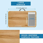 LAPGEAR Home Office Lap Desk – Oak Woodgrain, Fits 15.6” Laptops | Built-In Mouse Pad & Phone Slot, Integrated Device Ledge, Dual-Bolster Microbead Cushion, Carry Handle - Image 5