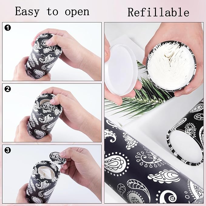 Geometric Car Tissues Cylinder, 8 Pack Black and White Round Tissue Box for Car Cup Holder, 2 Ply 50 Count Facial Tissues Tube for Console Travel, Modern Pattern Car Accessories - Image 4