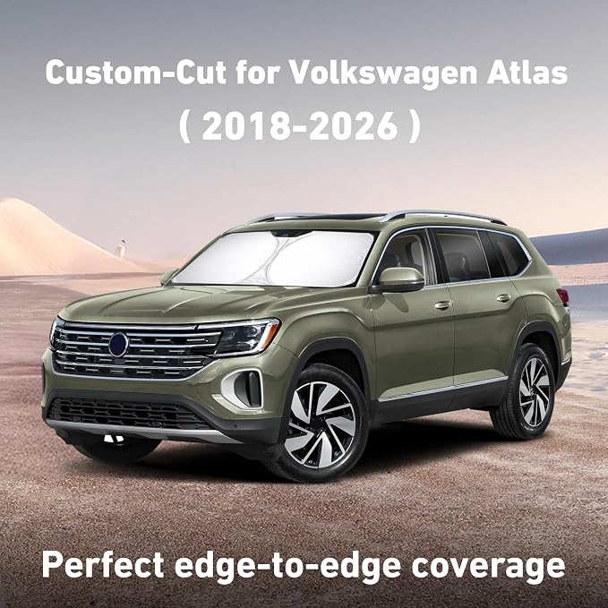 EcoNour Windshield Sunshade Compatible for Volkswagen Atlas 2018-2025 2026 | Sun Visor for Front Windshield & Window Sun Shade Cover, UV Heat Blocker & Protector, Car Accessories - Image 2