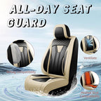 Fit Highlander Premium Leather Car Seat Covers for Toyota Highlander 2007-2025 2026 - Waterproof，Breathable，All-Weather Seat Cushion Protecto & Airbag Compatible, 2 Front Seat Beige&Black - Image 2