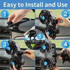 Alagoo 12V Car Fan, Adjustable 4 Inches Dual Head Car Clip Fan for Front/Rear Seat Passenger, 360° Rotatable Cars Fans with Stepless Speed Regulation for Car/Vehicle SUV, RV - Image 4