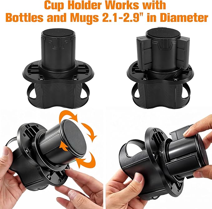 Double Cup Holder for Car, 2 in 1 Extra Cup Insert with Expandable Base, Multifunctional Extender Expander Adapter with Elastic Open-Close Cup Mouth, Adjustable Bracket FOR 2.1''-2.9'' BOTTLE DIAMETER - Image 3