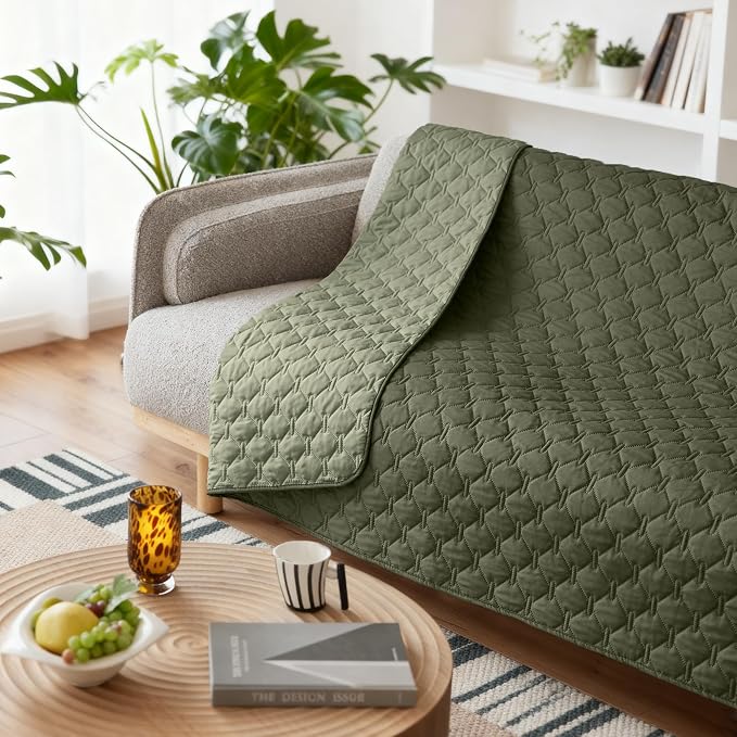 gogobunny 100% Double Sided Waterproof Dog Blanket Soft Pet Bed Cover Reversible Protect Furniture Couch Sofa Car for Puppy Large Dog Cat (Dark Olive/Light Olive, 82x120 Inch (Pack of 1)) - Image 6