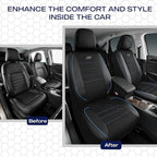 Skechers Air-Cooled Memory Foam Seat Covers,Mesh Thick Car Seat Covers,Piping Leather Car Seat Covers Front Seats,Airbag Compatible,Automotive Comfort Universal Fit Most Cars,Vans,Truck,SUV,Blue - Image 6
