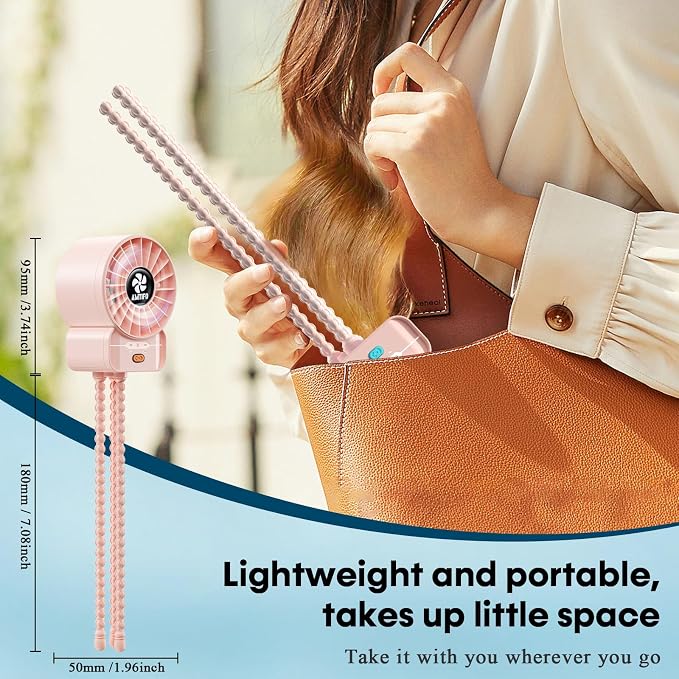 AMTIFO Pink Stroller Fan - USB Rechargeable, Quiet Cooling, 4 Adjustable Speeds, Portable Baby Fan for Strollers, Car Seats, Nurseries, Outdoor Use, Long-Lasting Battery - Image 7