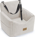 JOEJOY Dog Car Seats for Small Medium Dogs Under 35lbs, Dog Booster Seat with Detachable Washable Cover and Cushion, Memory Foam Pet Car Seat with Safety Belt and Storage Pockets (BGE) by JOEJOY