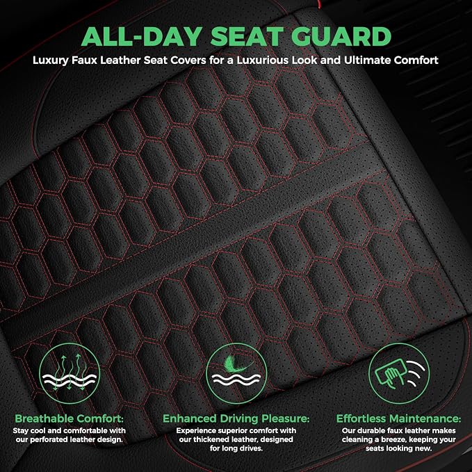 RIDEPOSH Custom Leather Seat Covers for Silverado/Sierra 1500 2019-2026 | Only Crew Cab, Fits 2500/3500HD 2020-2026, Jump Seat Cover(armrest storage only), Protective, Scratch-resistant, Easy-clean - Image 6