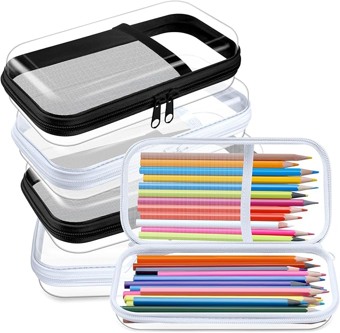 Sanwuta 4 Pcs Clear Hard Shell Zipper Case Plastic Case, Black and White by Sanwuta