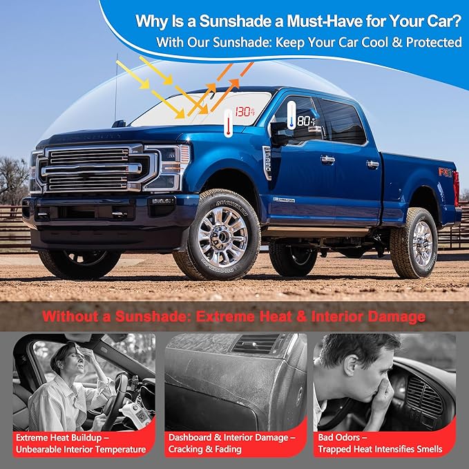 Windshield Sun Shade for GMC Sierra 1500 2500 3500 Accessories 2019 2020 2021 2022 2023 2024, Foldable Window Sunshade Sun Visor Protector, Front Windshield Sunshade Sun Shield - Image 4