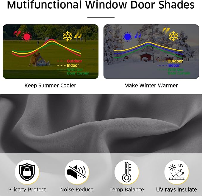 NICETOWN Grey Roman Shades French Door No Drill Curtain for Kitchen | Easy Installed Short Curtains, Thermal Insulated, Adjustable Roller Shade, Window Blind for Office, 1 Panel, 27" W x 48" L - Image 3
