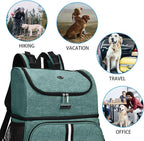 BAGLHER Pet Travel Bag, Double-Layer Pet Supplies Backpack (for All Pet Travel Supplies), Pet Travel Backpack with 2 Silicone Collapsible Bowls and 2 Food Baskets Green - Image 8