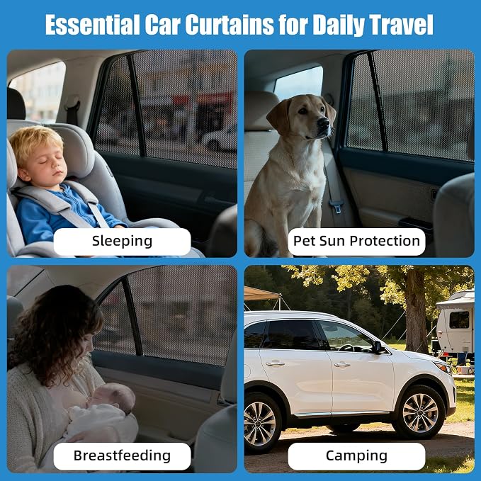 Kia Sorento Window Shades 2015-2020, Rear Side Mesh, 2PCS | Custom Fit Window Shades, Breathable Mesh Blocks UV Rays, Reduces Heat & Glare, Creates Comfort for Babies & Rear Passengers - Image 5