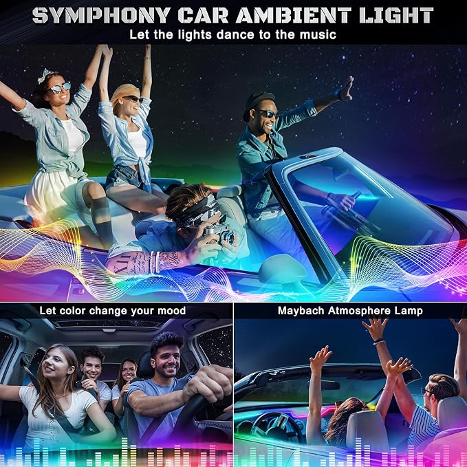 Dreamcolor Acrylic Interior Car LED Strip Light with Wireless APP, Dual Zone RGB 22 in 1 with 175 inches 600 LEDs Fiber Optic Ambient Lighting Kits, Music Sync Neon LED Strip for Car Accessories - Image 7