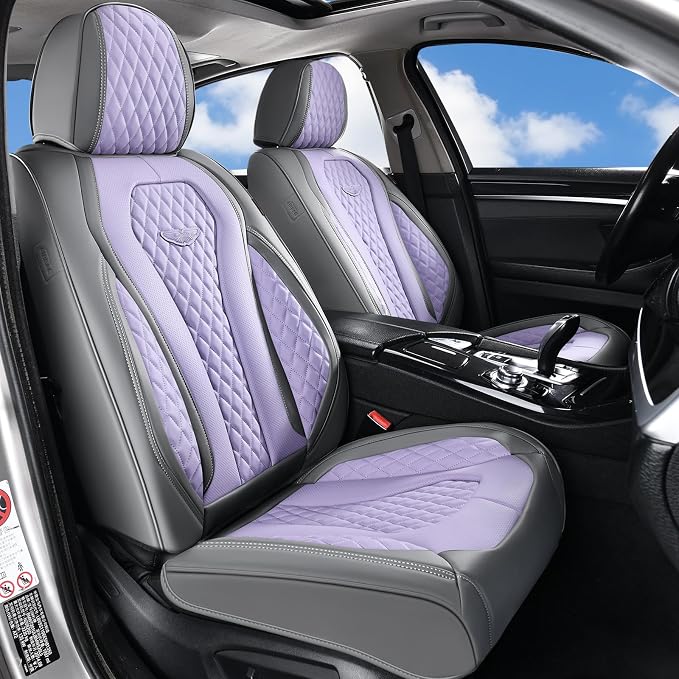 Coverado Automotive Seat Covers, Car Seat Covers Full Set, Purple Car Seat Cover, Car Seat Covers Front Seats Back Seat Cover, Waterproof Car Seat Cushion,Leather Seat Protector Fit for Most Cars - Image 2