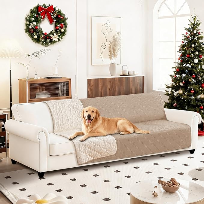 Waterproof Couch Covers for Pets, Waterproof Dog Bed Cover, Anti-Slip Soft Dog Blankets, Couch Cover for Dogs Washable, Pet Blanket for Puppy Large Dogs Cat (82x120 Inch, Khaki) - Image 8