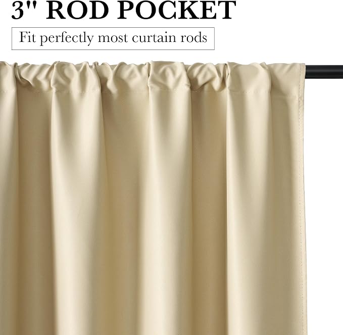 RYB HOME 100% Blackout Bathroom Curtains Over Sink 24 inches Long | Heat UV Blocking, Total Room Darkening, Noise Reducing, Curtains for Basement RV Campers, W42 x L24, Biscotti Beige, 2 Panels - Image 3