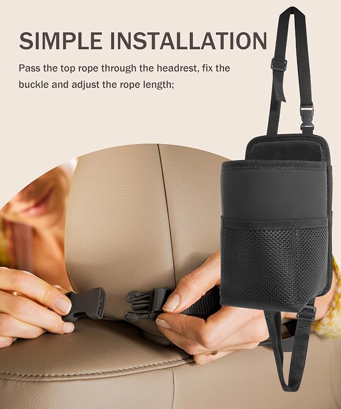 bylikeho Car Cup Holder,Cup Holder for Car,Car Seat Cup Holder,Car Accessories 2 in 1 Large Back Seat Cup Holders for Cars,Hanging Mini Car Seat Side Organizer - Image 5