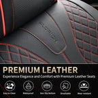 FLORICH Leather Car Seat Covers, Automotive Seat Cover 2 Pack Waterproof Seat Covers for Cars Driver Seat Cover Protectors Universal Fit for Most Cars SUV Trucks Vehicles, Black&Red Line - Image 5