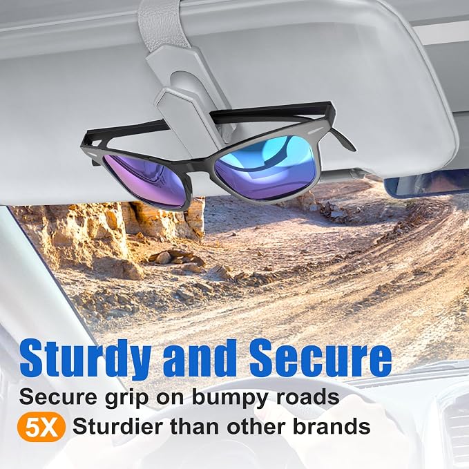 Veharvim Sunglass Holder for Car (One-Handed-Operation, Gentle & Secure Hold, Silicone Padded, Universal Fit, Metal Clip) Visor Sunglass Holder Clip,Visor Sunglass Car (Grey, 4 Pack) - Image 6
